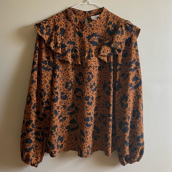 Topshop Orange and Black Floral Blouse - Picture 9 of 9